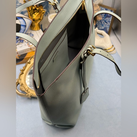 🆕 OROTON 🧿 NWOT Margot Medium Zip Tote Bag, Duck Egg Pebbled Leather - Picture 11 of 15